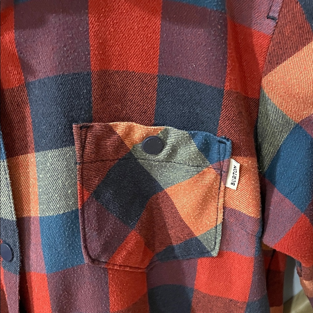 BURTON Grace Multicolor Plaid Button Down Women’s XS Colourful Flannel Shirt - Picture 4 of 11